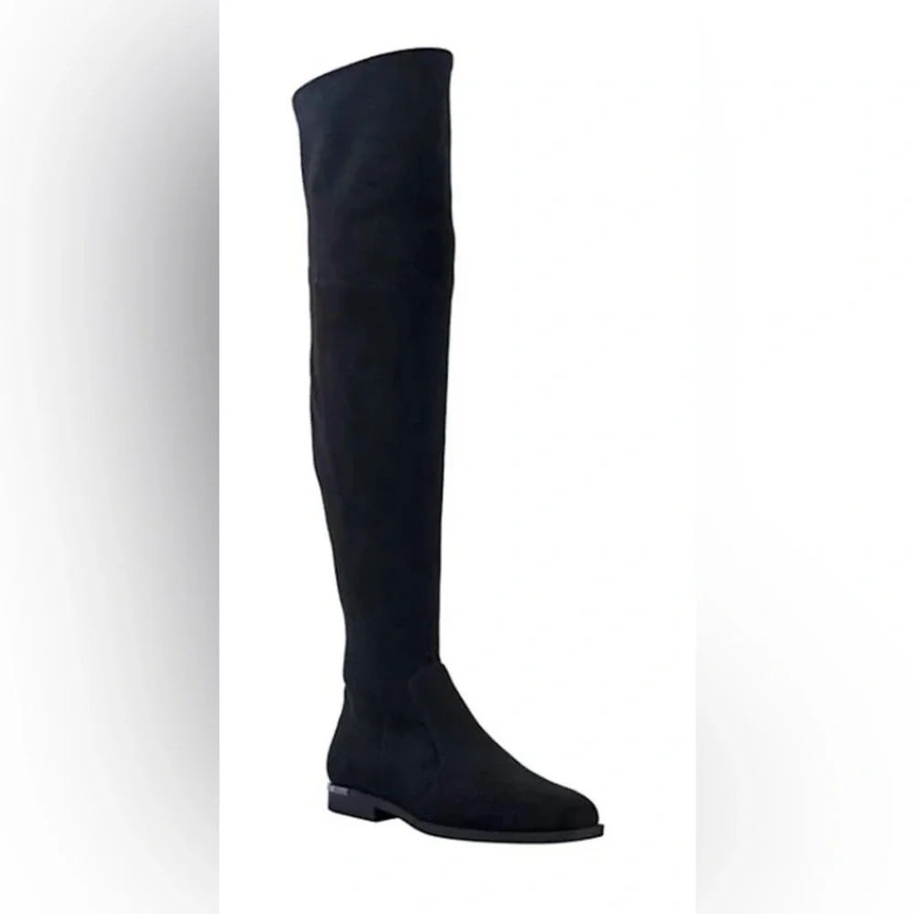 Marc Fisher Renn Black Over-the-Knee Faux Suede Flat Boots Sz 5 BNWOB